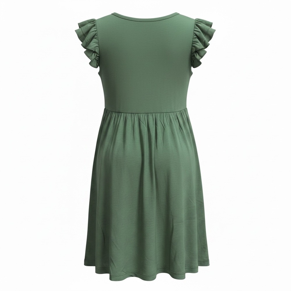 Bubble Baby Olive Green Bamboo Viscose Flutter Sleeve Dress 18-24M - Picture 2 of 3